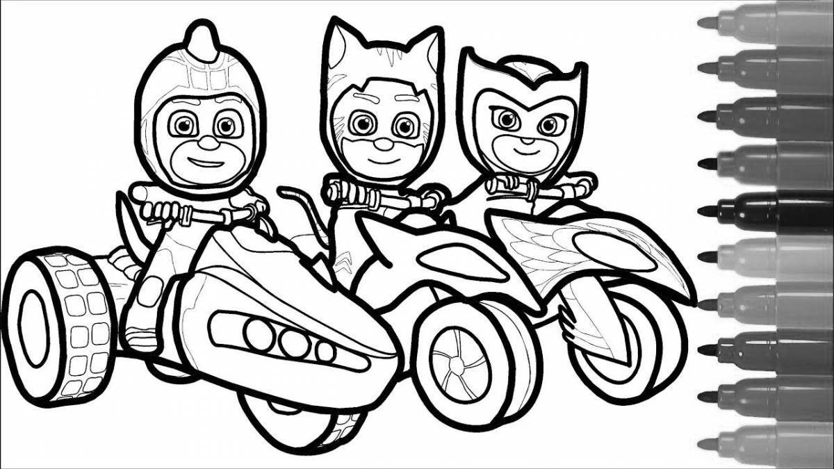Coloring pages of colorful masked characters