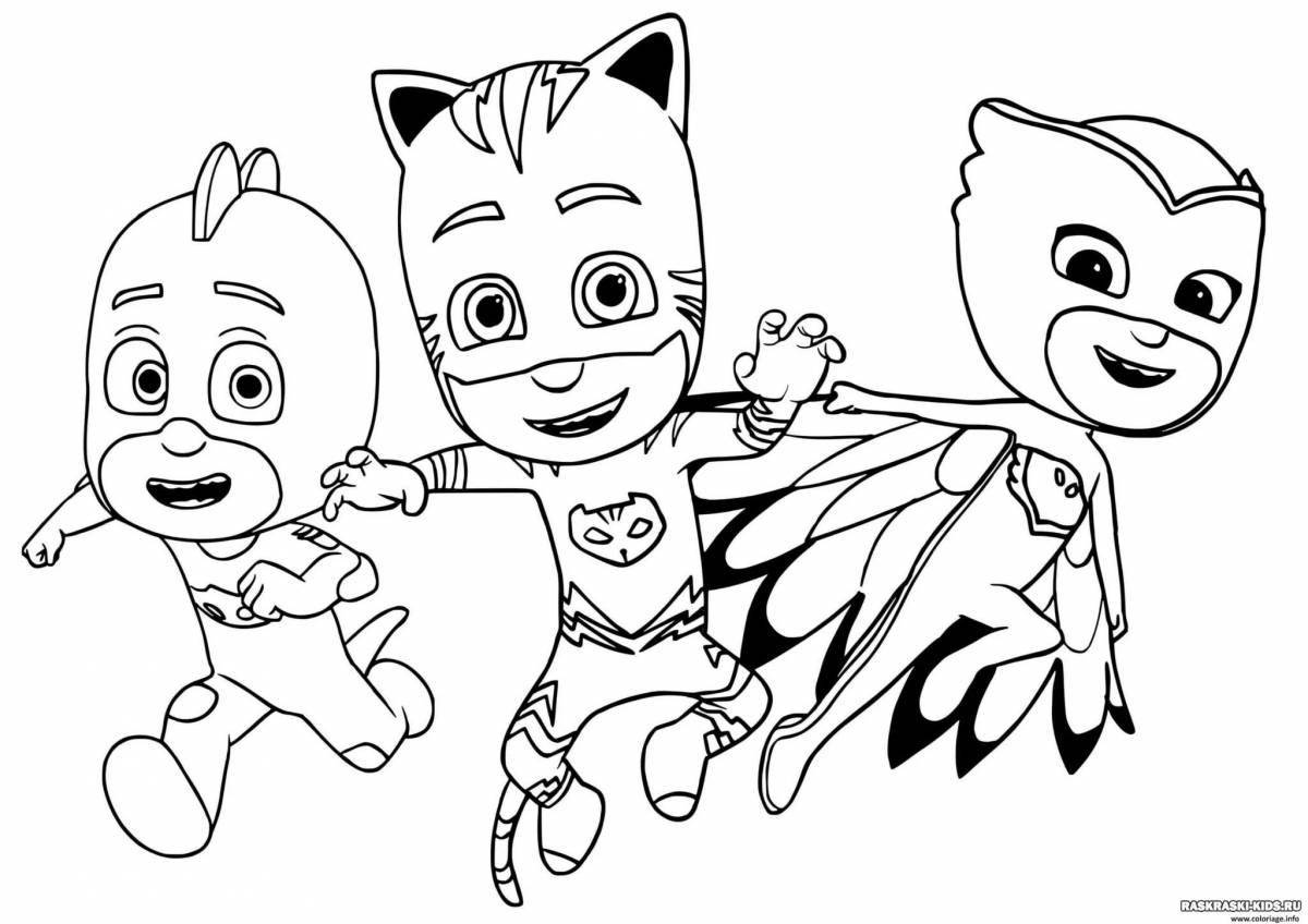Bright masked characters coloring game