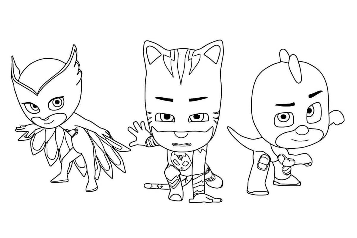 Awesome masked heroes coloring page