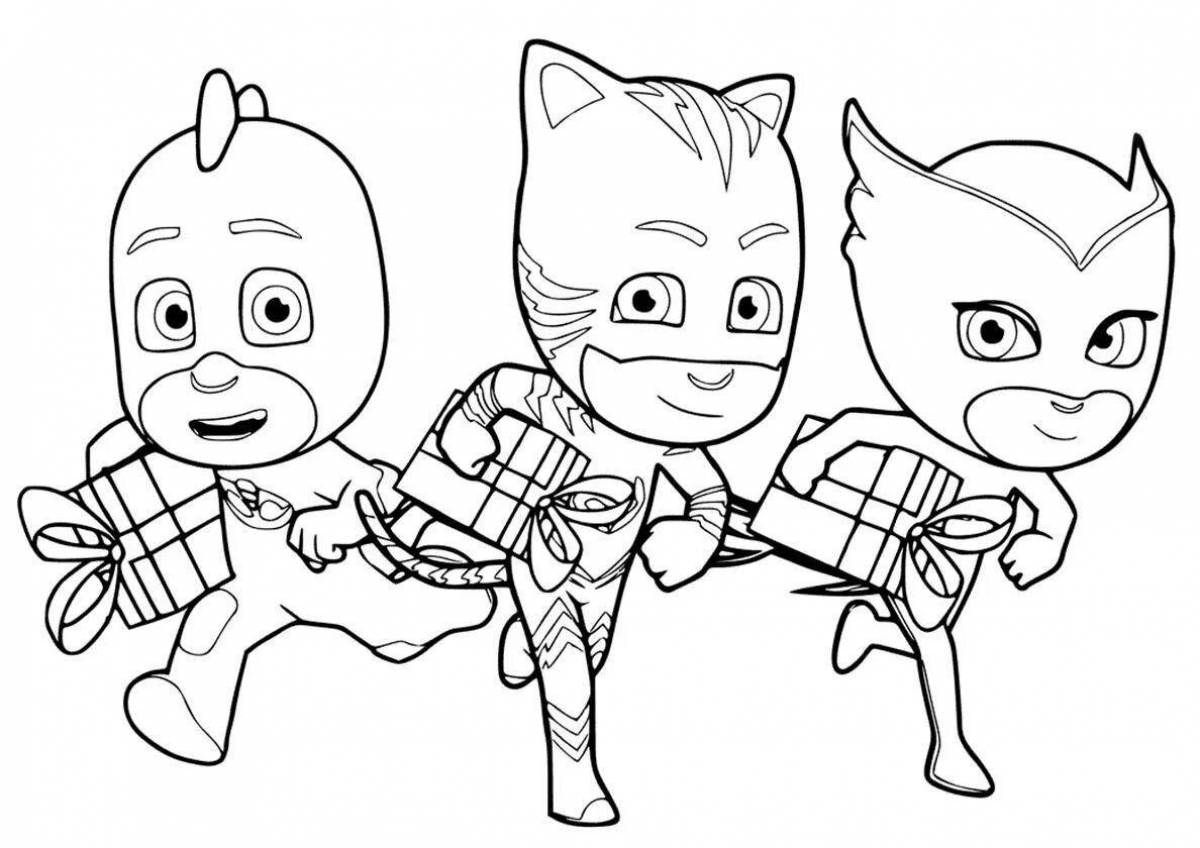 Dazzling masked heroes coloring page