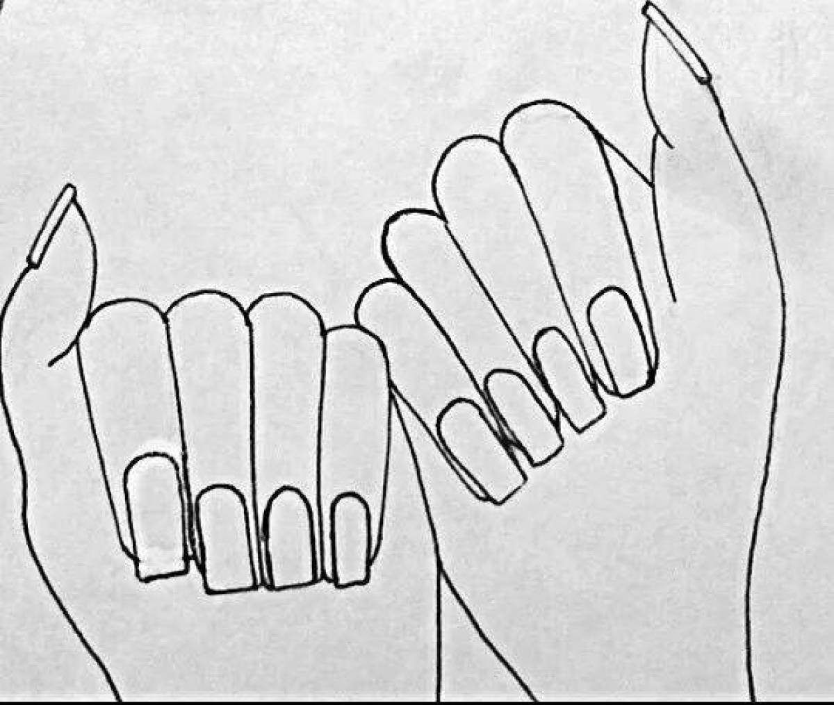 Раскраска яркая рука с длинными ногтями