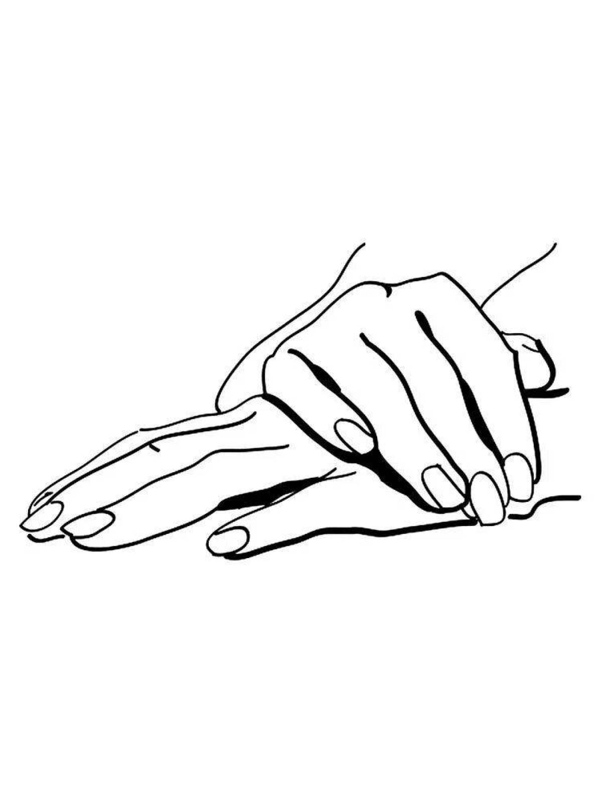 Coloring unusual hand with long nails