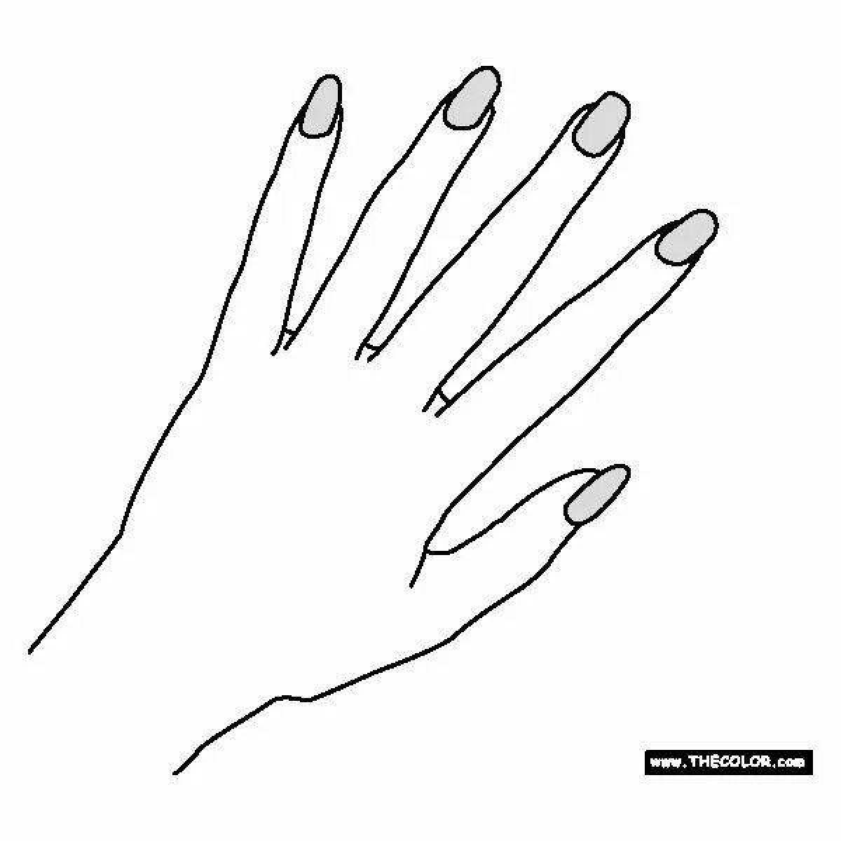 Раскраска художественная рука с длинными ногтями