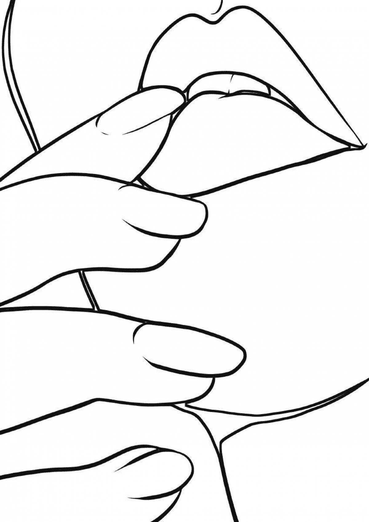 Coloring book shiny hand with long nails