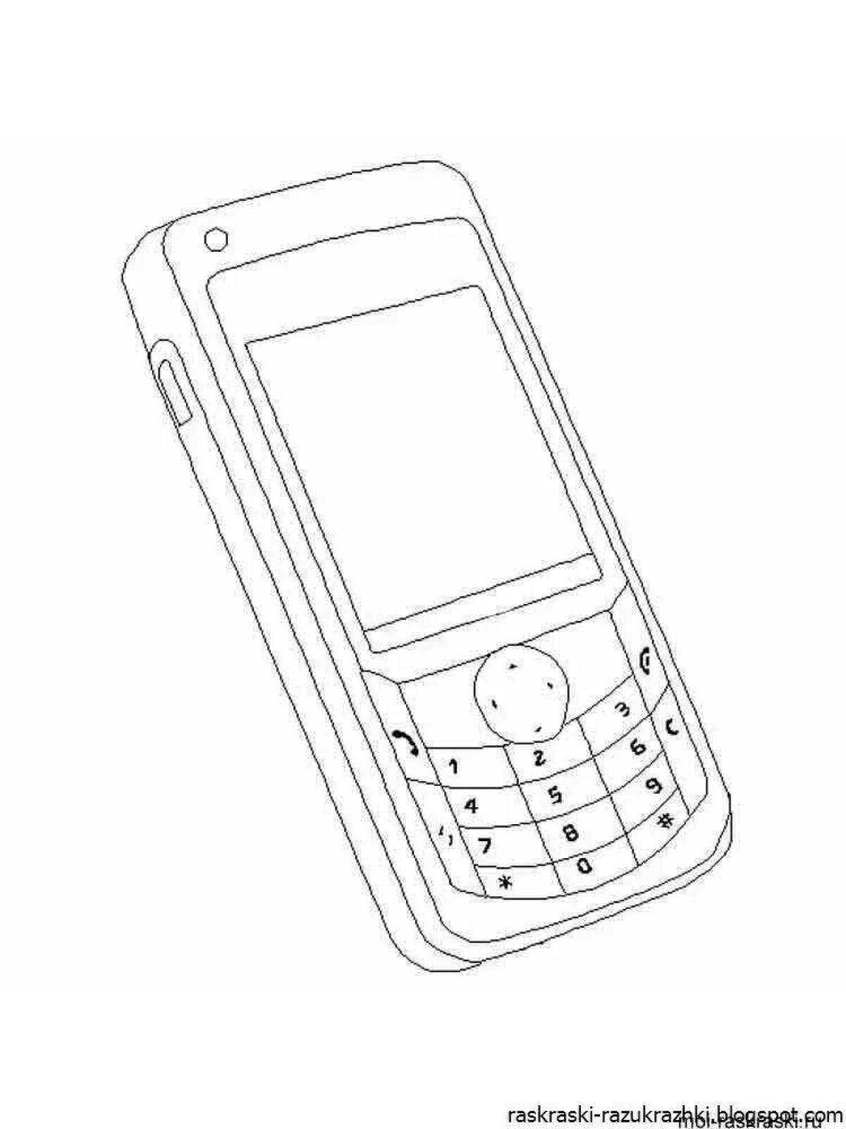 Очаровательная раскраска мобильного телефона для детей