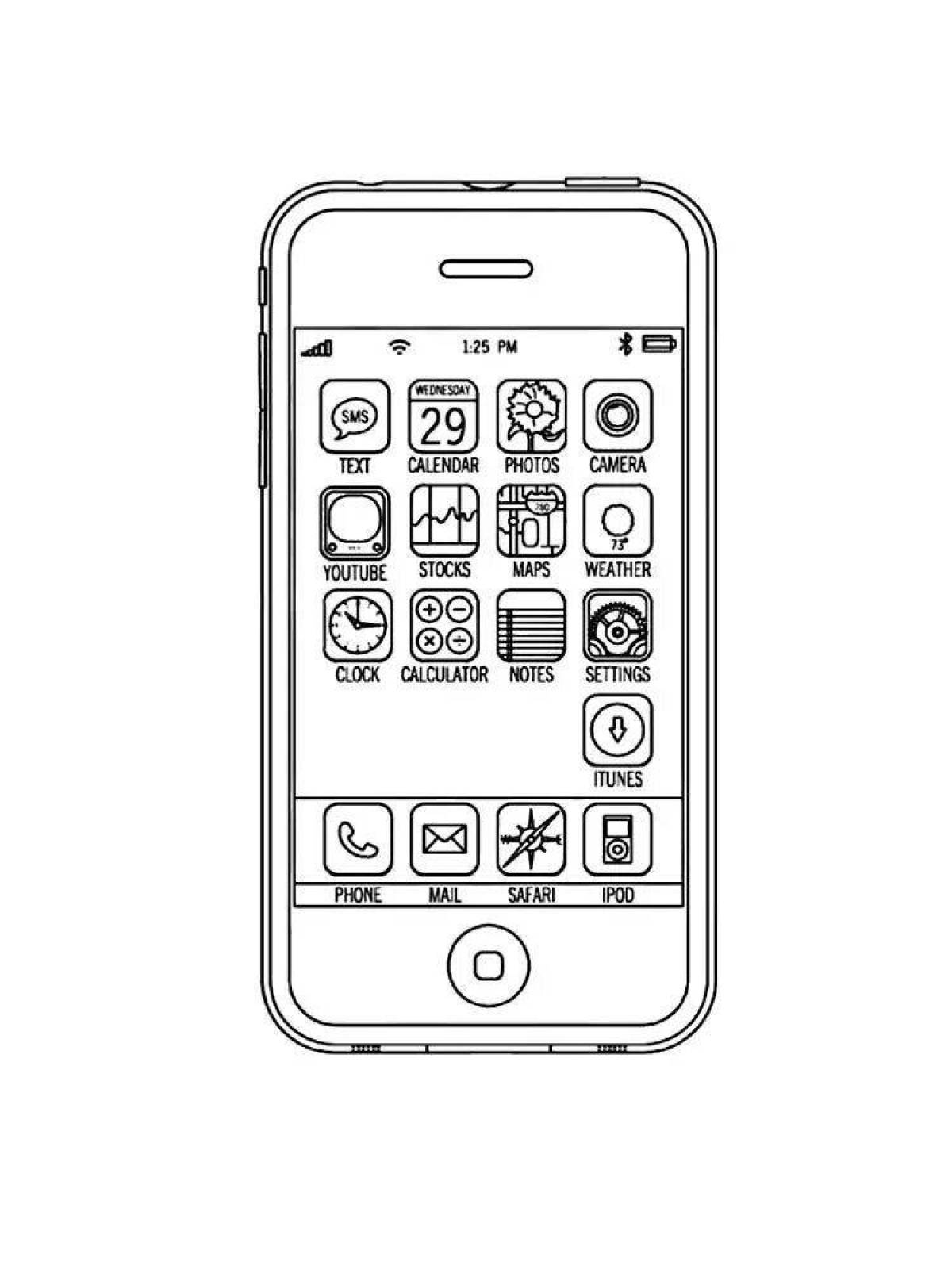 Happy phone coloring page