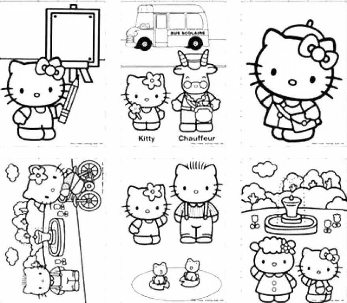 Блестящая раскраска hello kitty