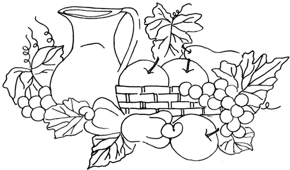 Красочный натюрморт с фруктами и вазой