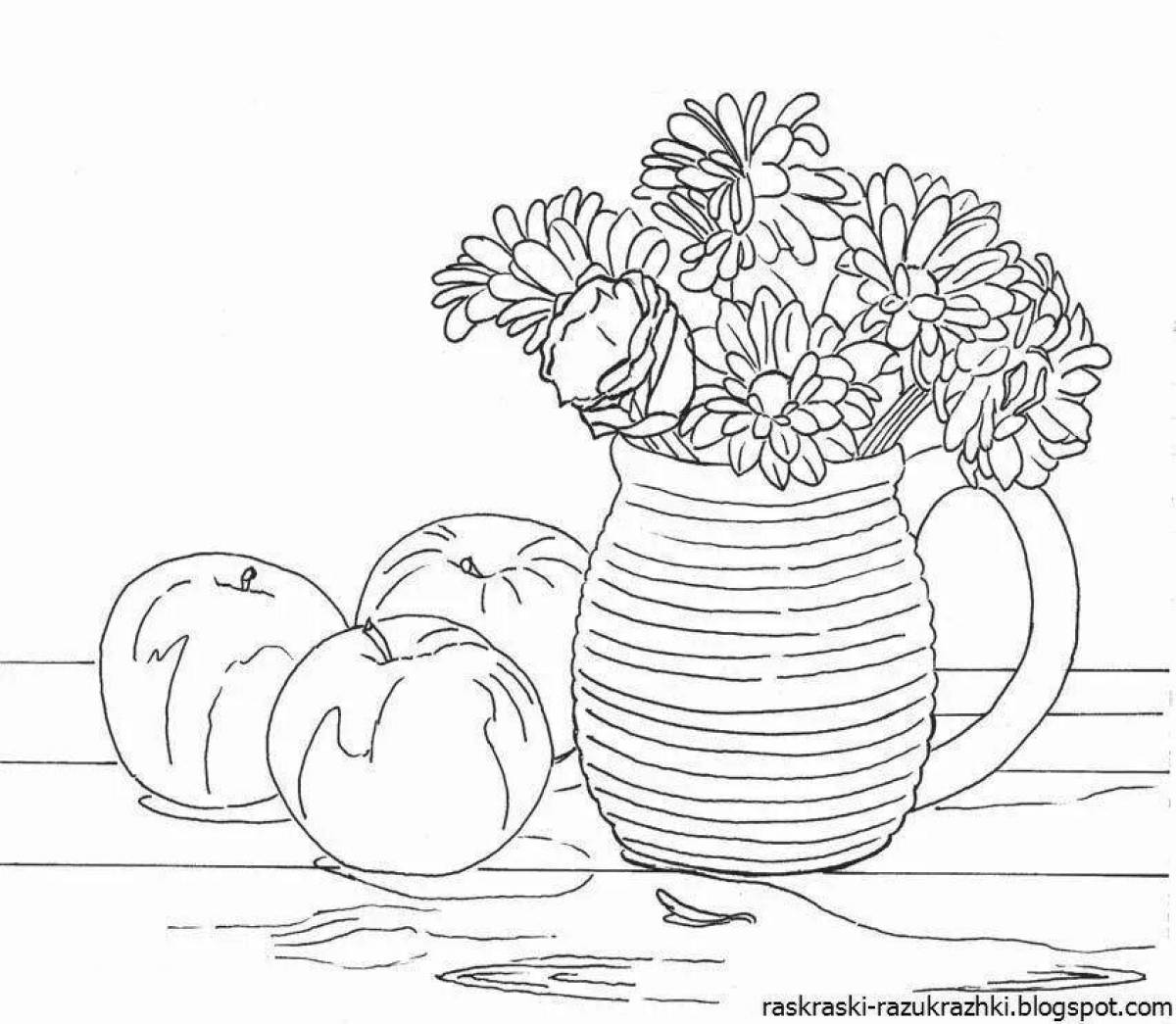 Натюрморт с фруктами и вазой #11