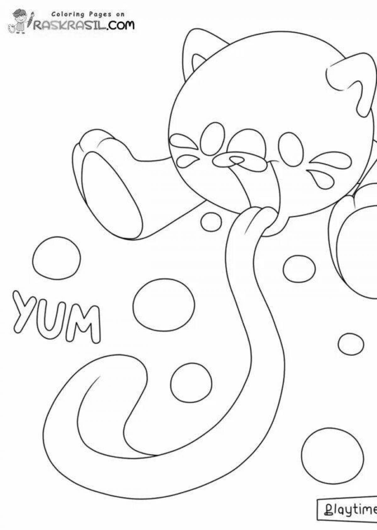 Раскраска Веселый конфетный кот из poppy playtime