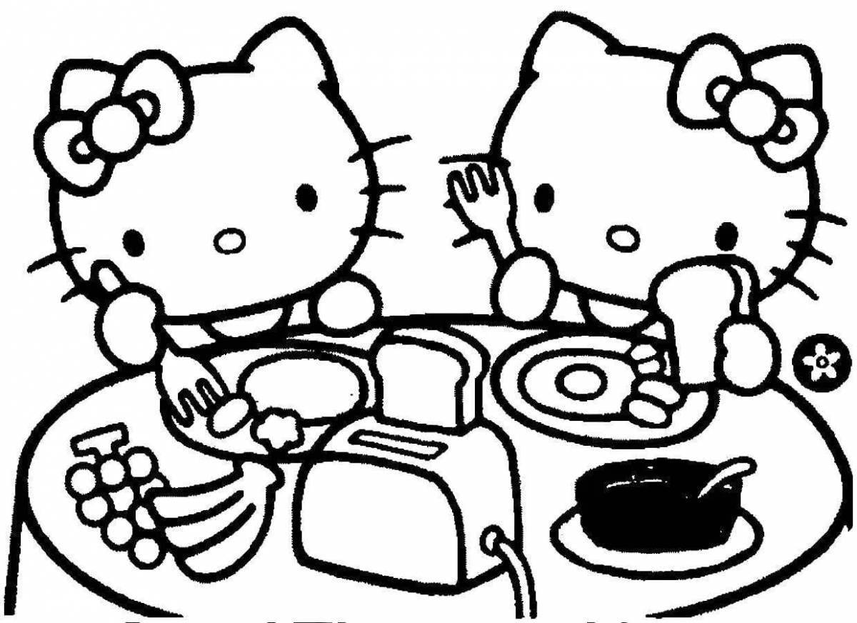 Coloring hello kitty and her friends while playing
