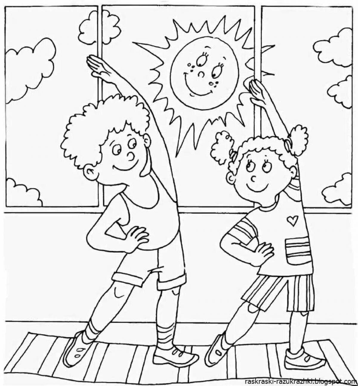 Bright coloring page healthy lifestyle grade 3