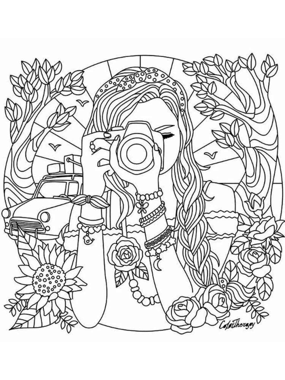 Innovative coloring book for girls 15-16 years old