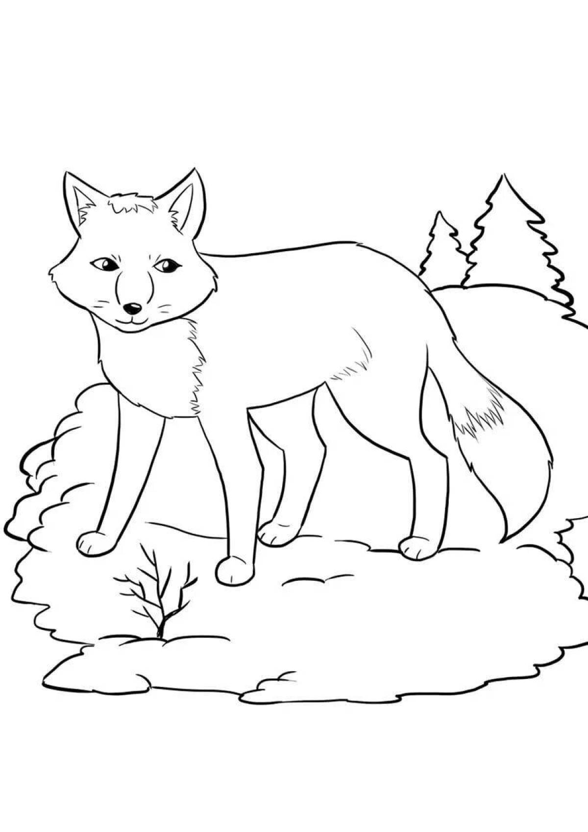 Adorable coloring book for kids wild animals in winter