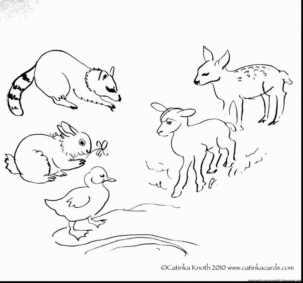 Coloring for children wild animals in winter