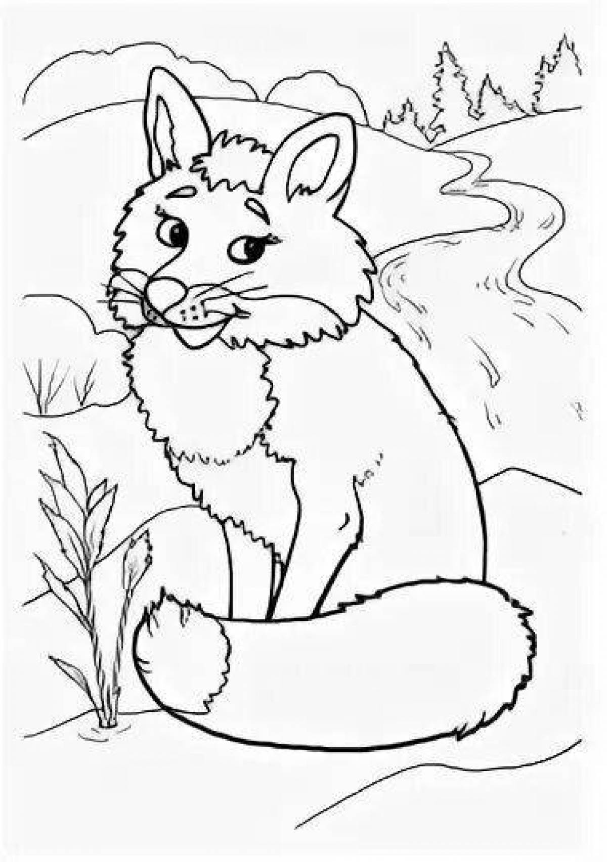 Exotic coloring book for kids wild animals in winter