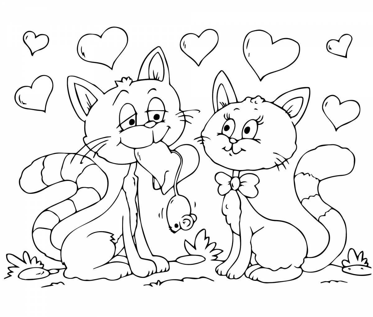 Playful valentines day coloring page