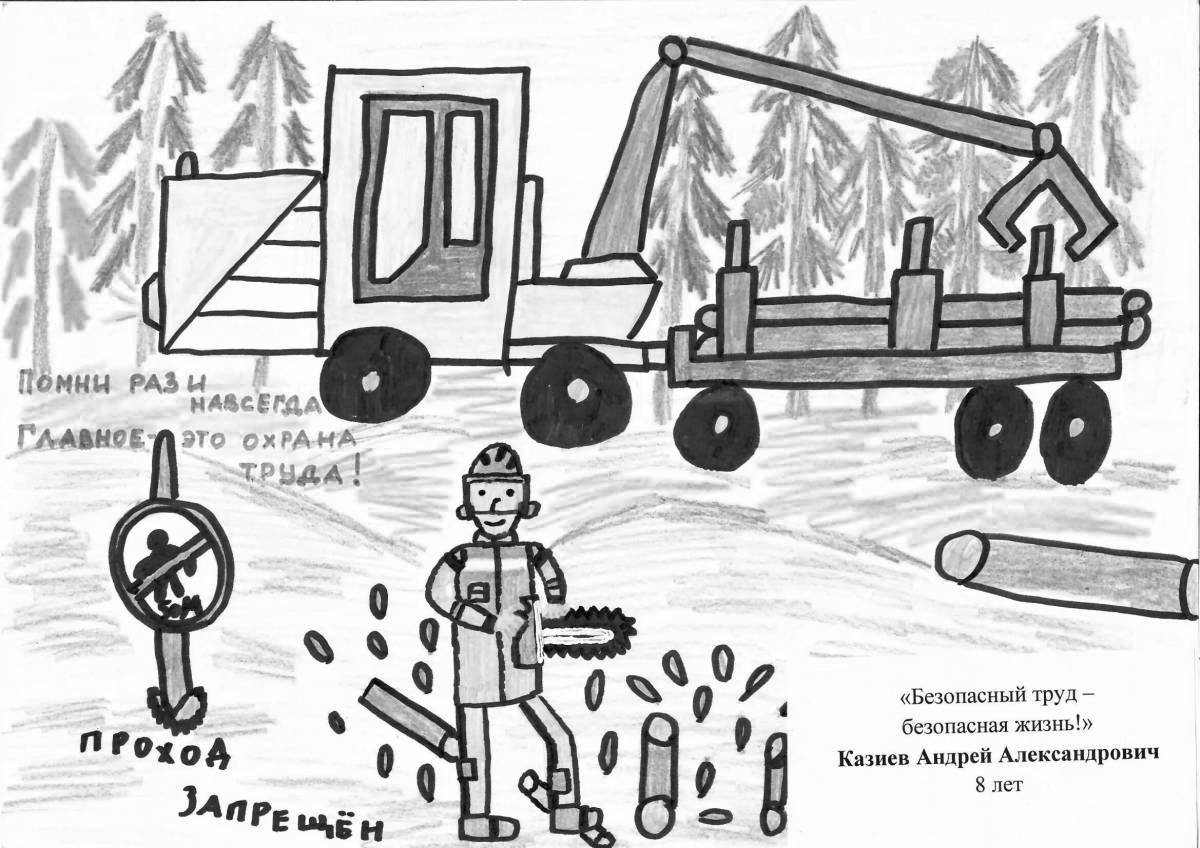 Funny drawings on labor protection through the eyes of children