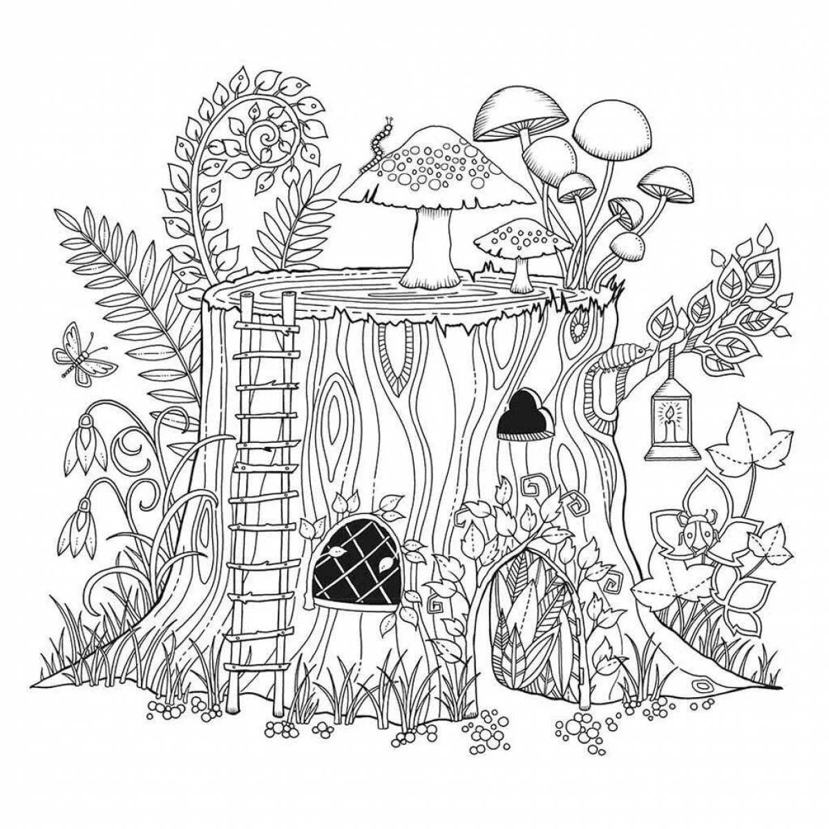 Очаровательная раскраска лесной домик