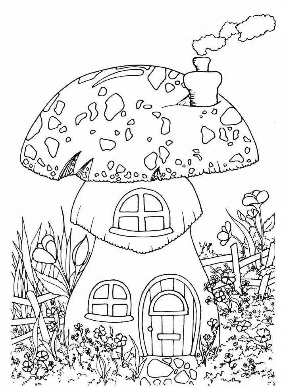 Colorful forest house coloring book
