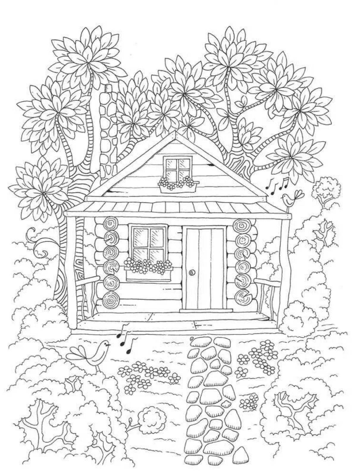 Delightful forest house coloring book