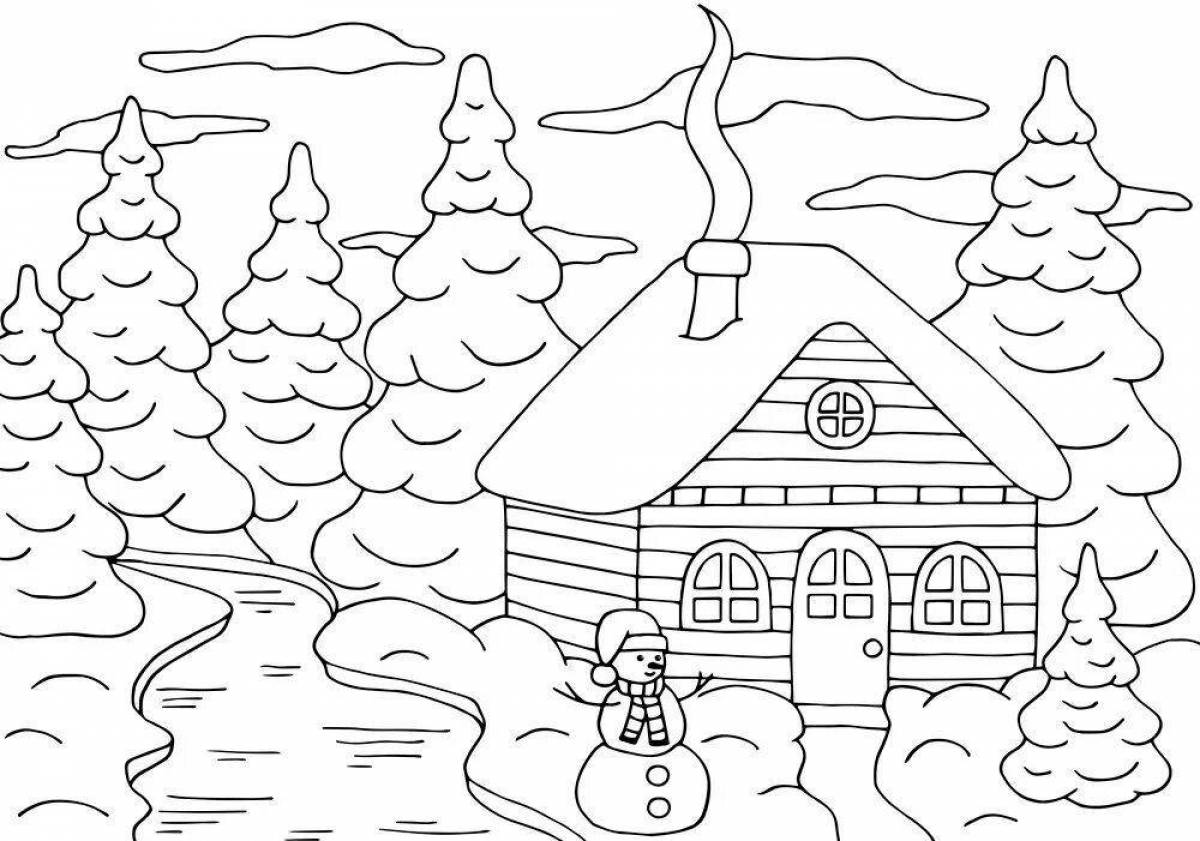 Shiny forest house coloring book