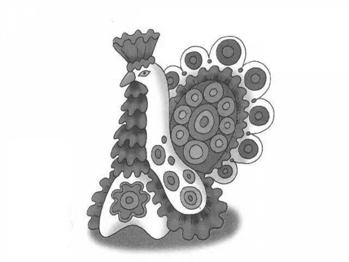 Креативная дымковская игрушка индейка раскраска