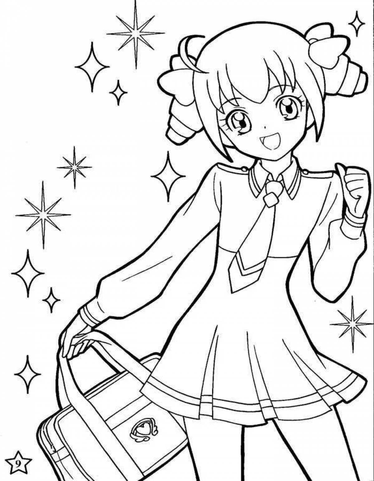 Colorful anime phone coloring page