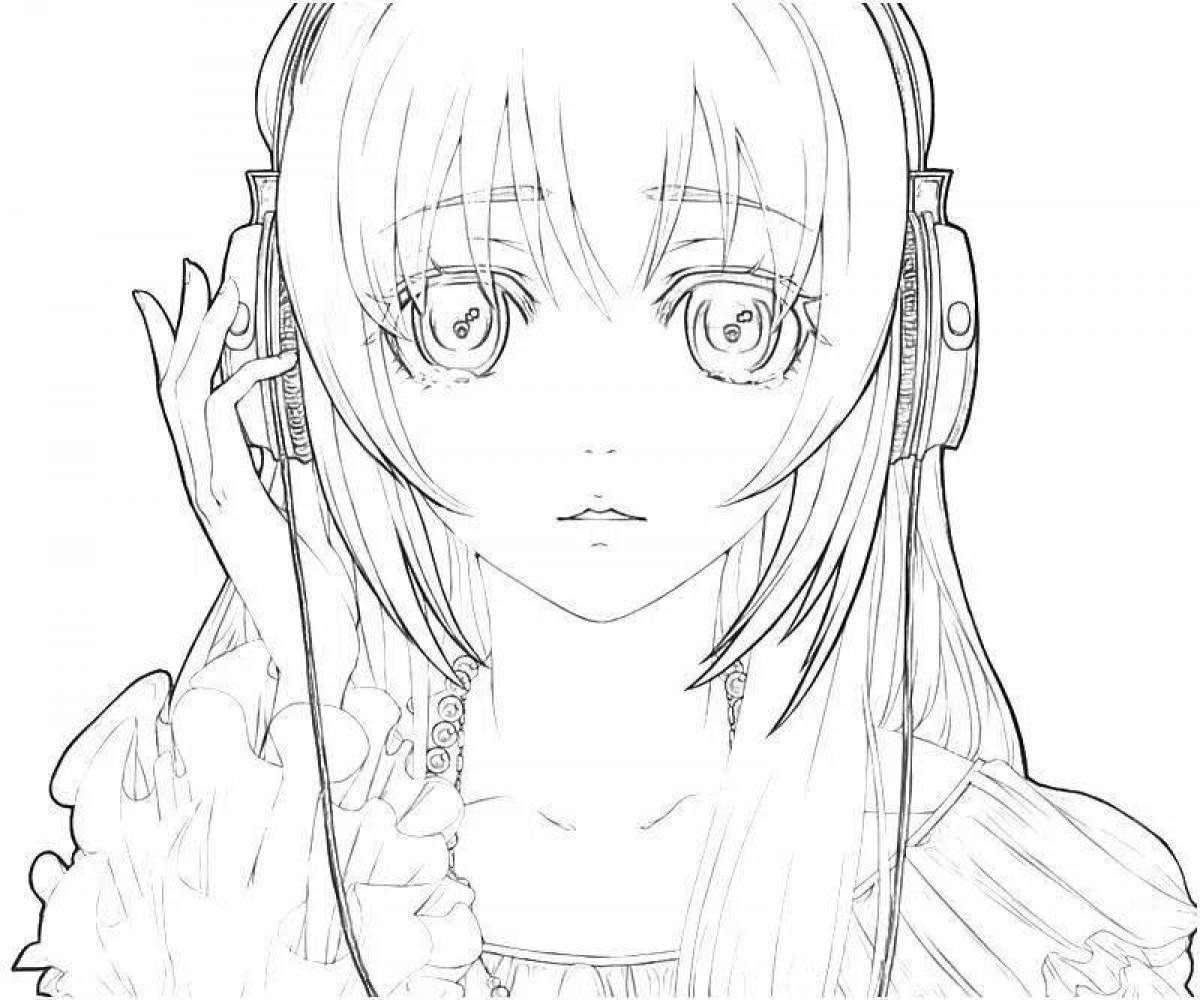 Cute anime phone coloring page