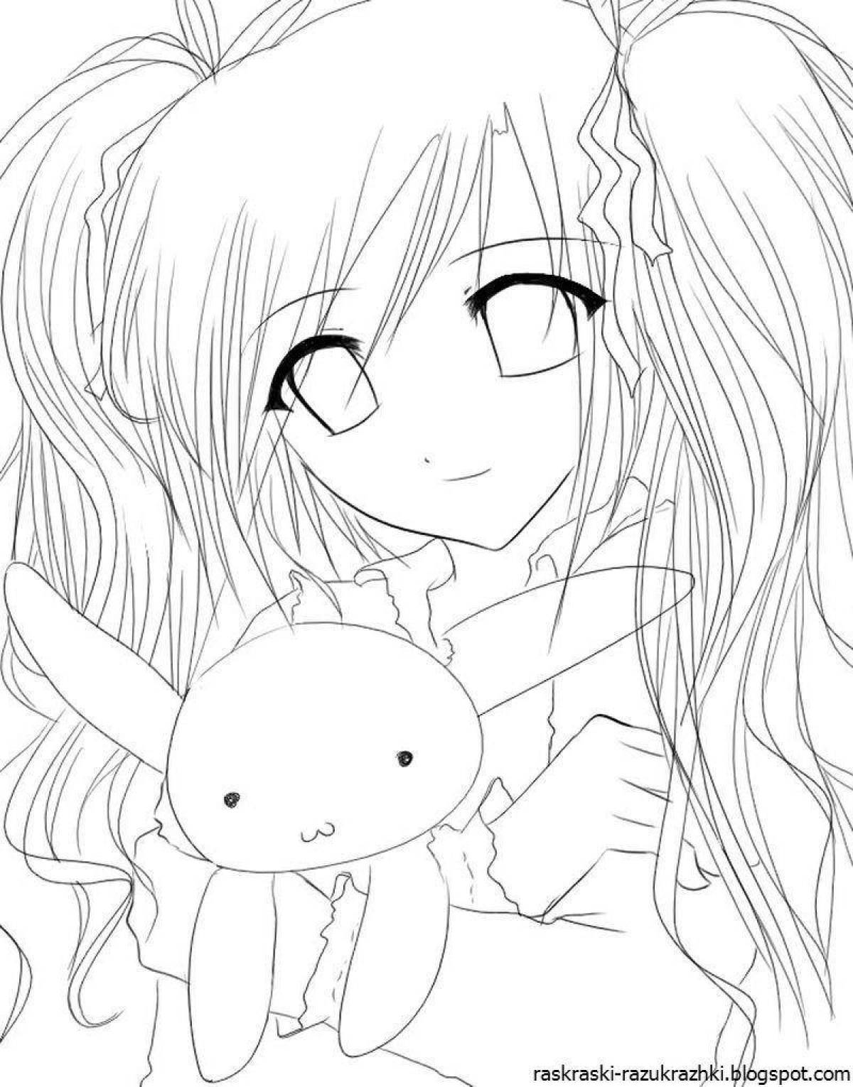 Beautiful phone anime coloring page