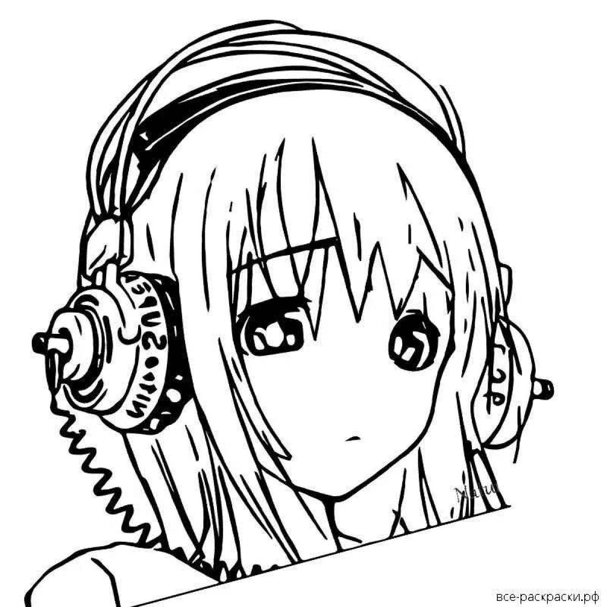Radiant anime phone coloring page