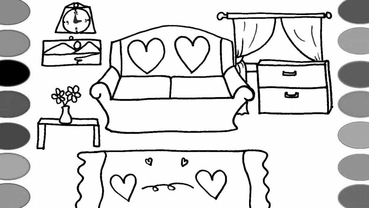 Coloring page charming furniture for the elderly