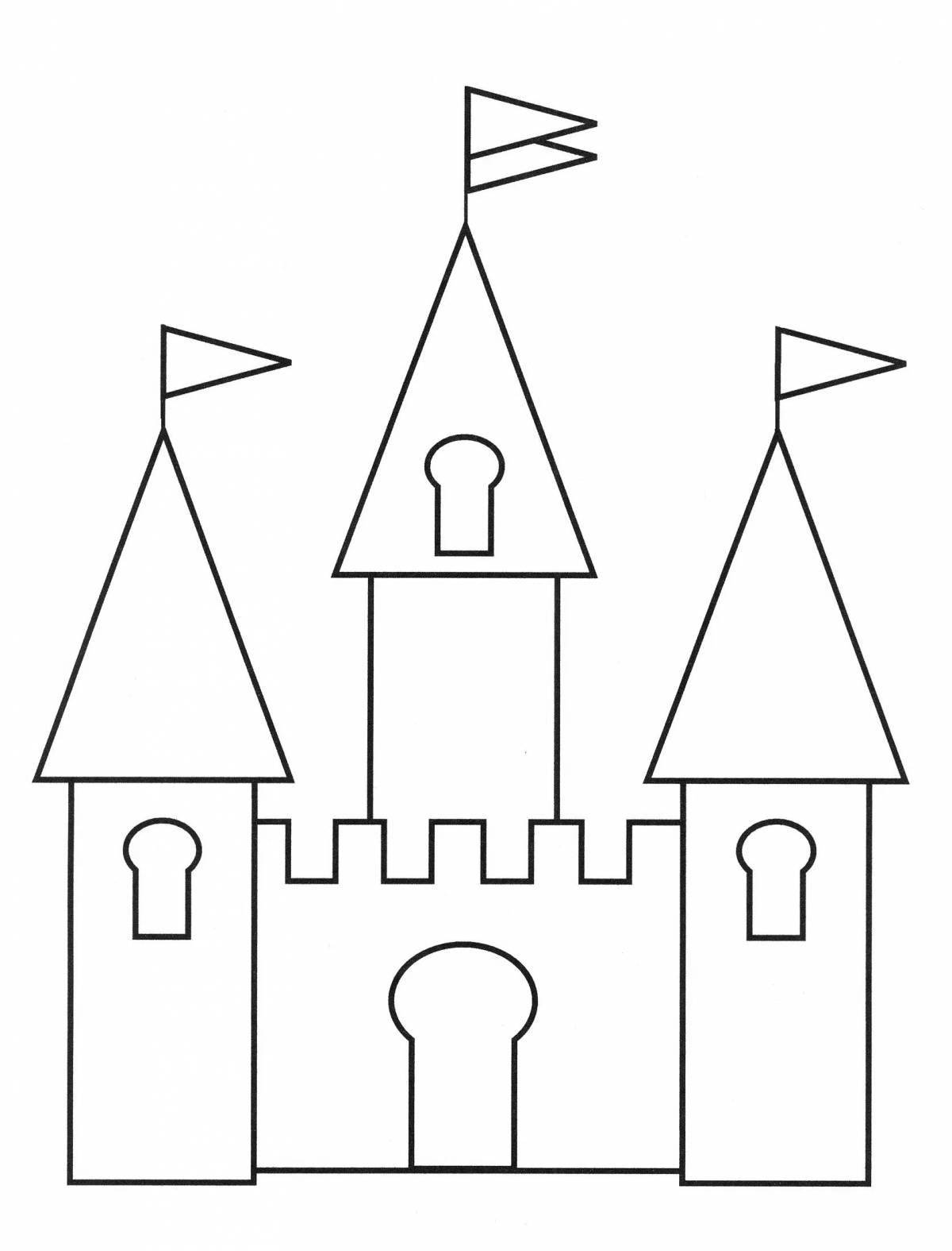Charming coloring fairytale palace drawing
