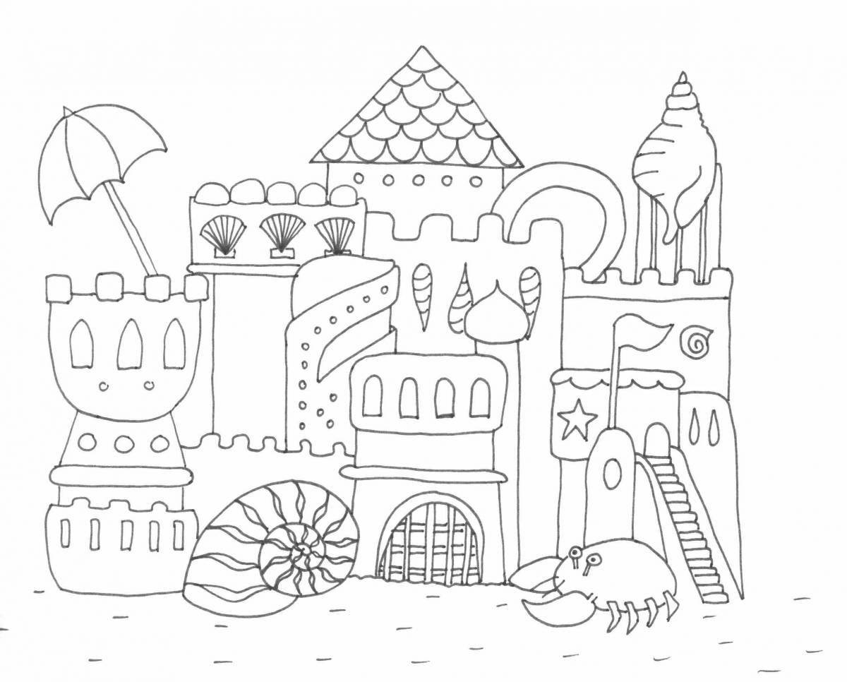 Majestic fairytale palace coloring page