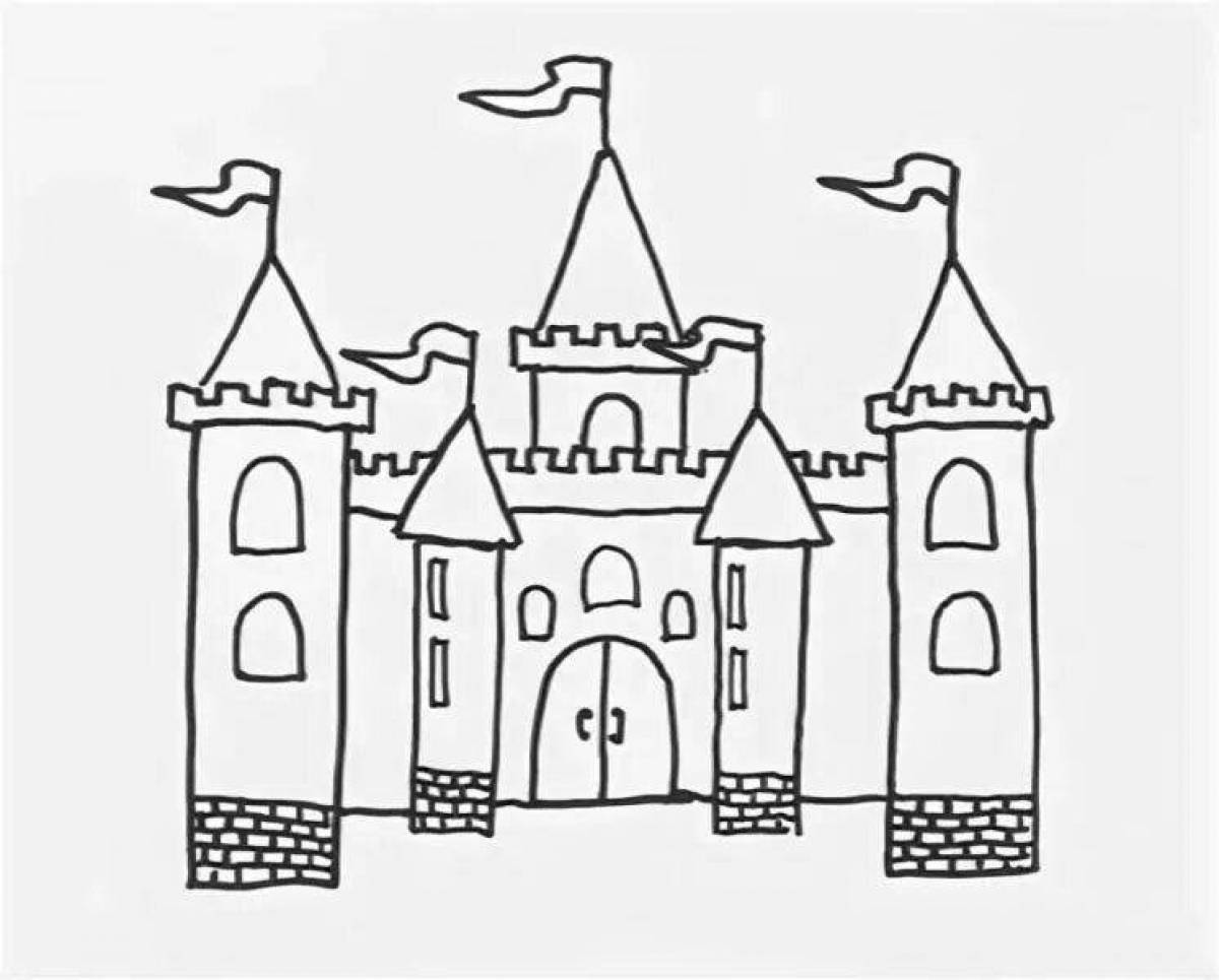 Gorgeous coloring fairytale palace drawing