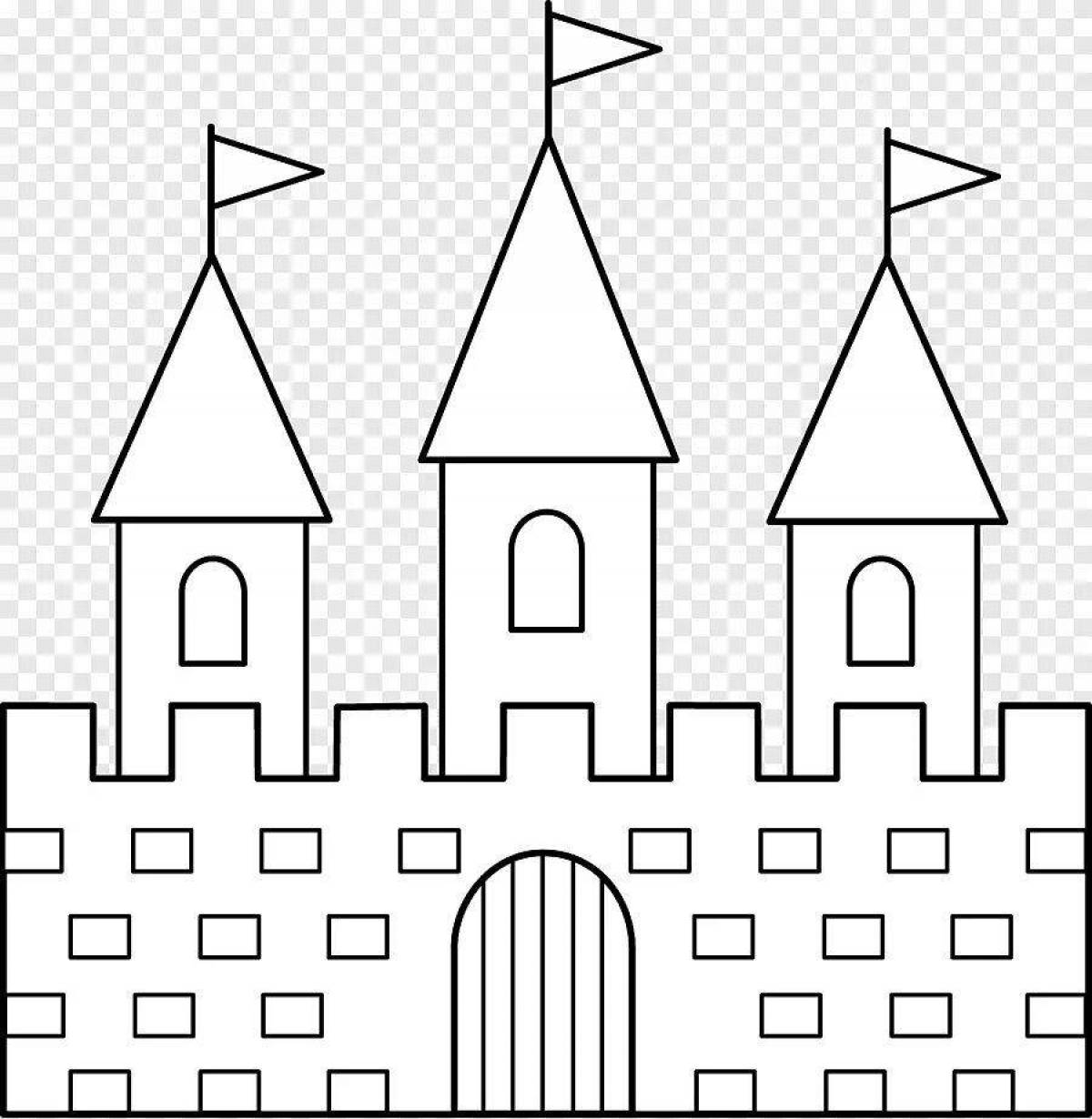 Glitter coloring fairytale palace drawing