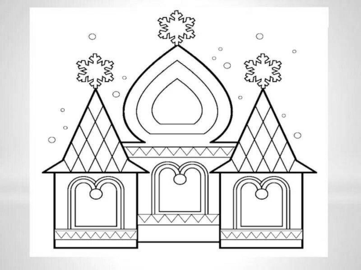 Elegant coloring fairytale palace drawing