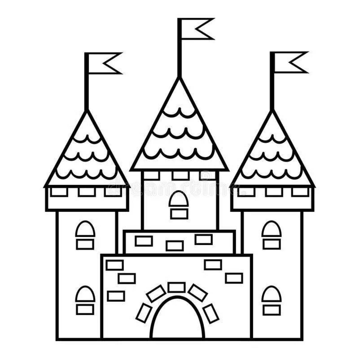Delightful coloring fairytale palace drawing