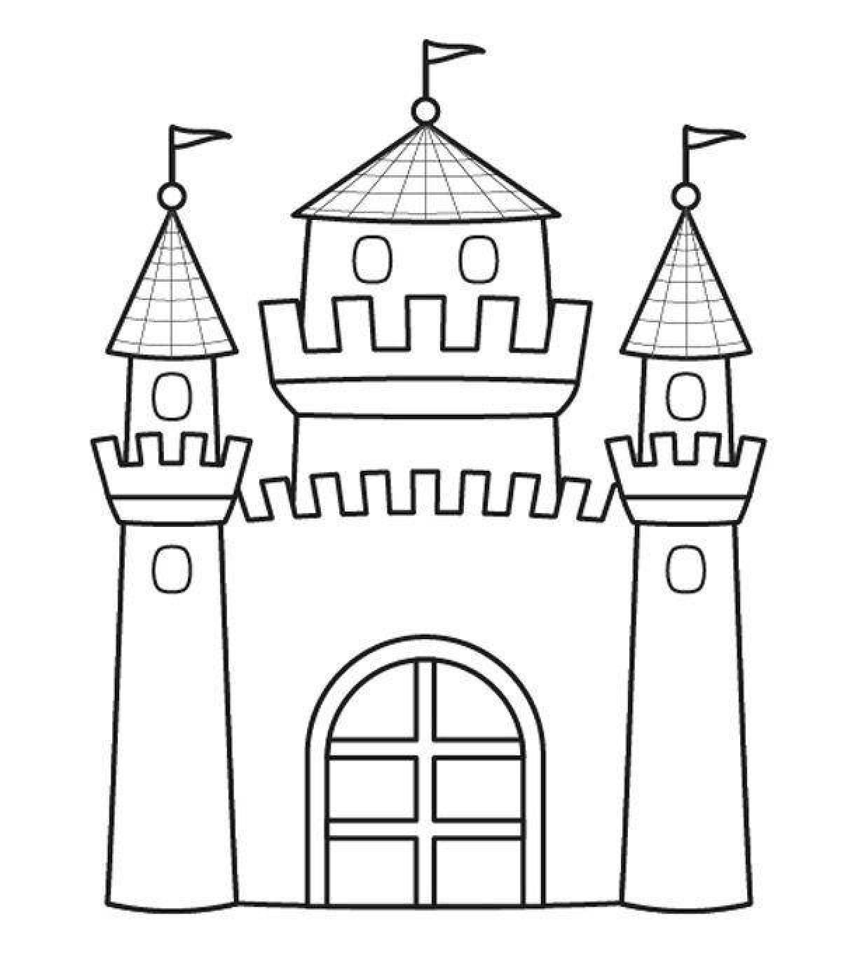 Wonderful coloring drawing of a fairytale palace