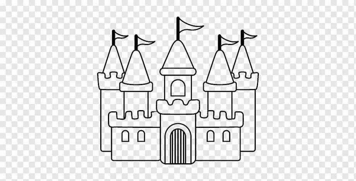 Bright coloring fairytale palace drawing