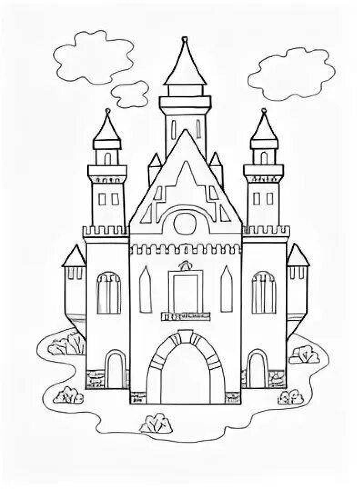 Dazzling coloring fairy palace drawing