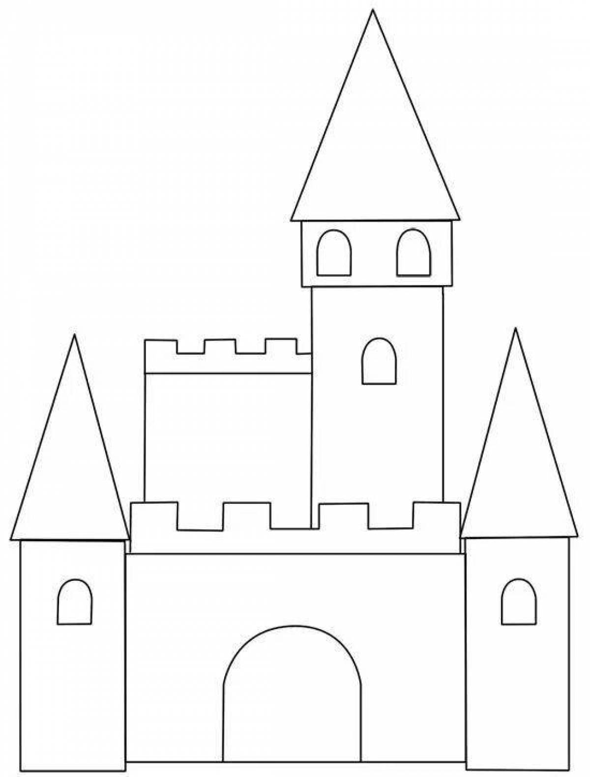 Fun coloring fairytale palace drawing