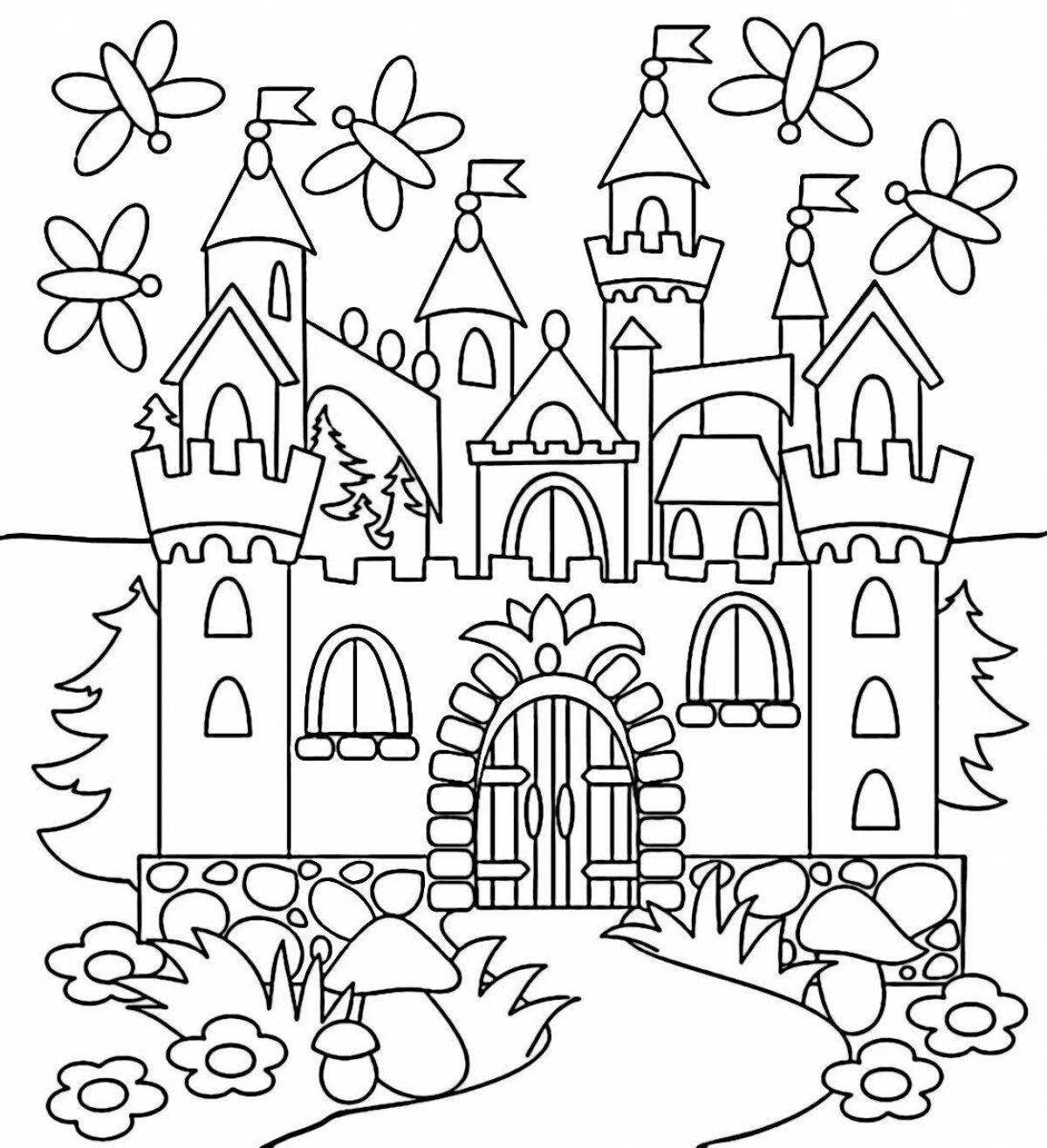 Impressive coloring fairytale palace drawing