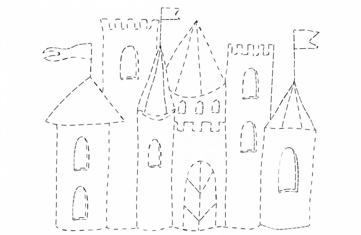 Вдохновляющая раскраска рисунок сказочного дворца