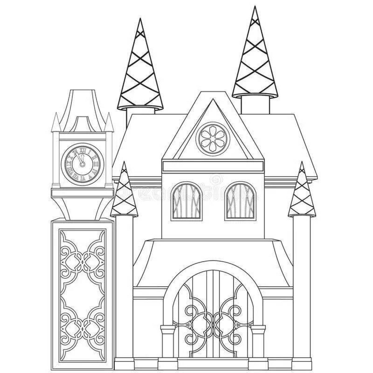 Wonderful coloring fairytale palace drawing