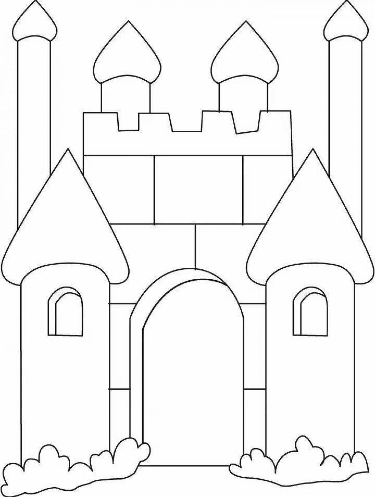 Perfect coloring fairytale palace drawing