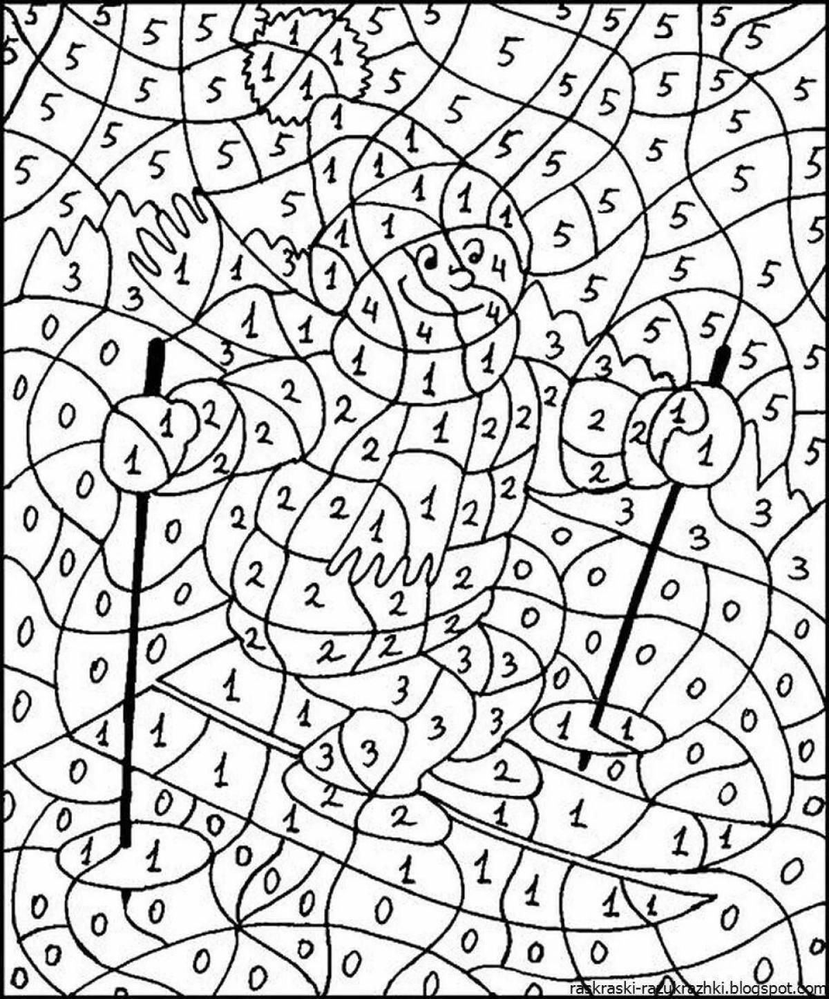 Colorful coloring game by numbers and cells