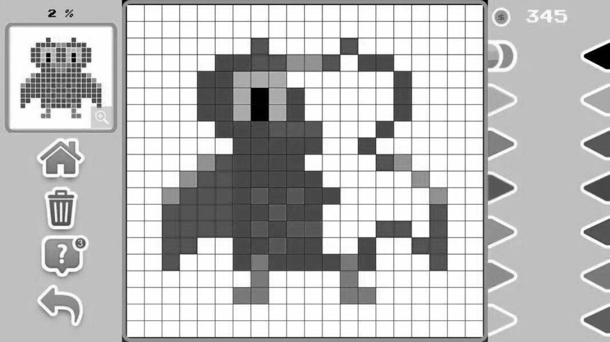 Stimulating coloring game by numbers and cells