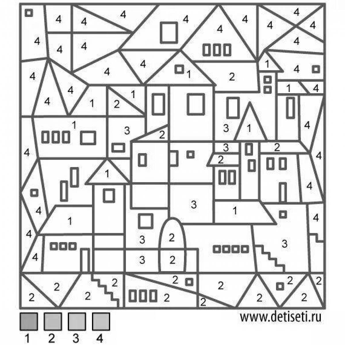 Coloring game by numbers and cells