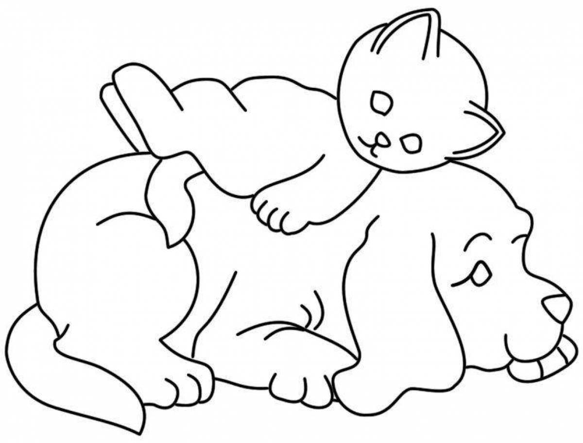 Coloring cute kittens and puppies